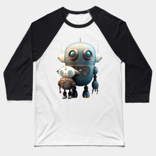 Cute Vintage Robot with Sidekick Baseball T-Shirt